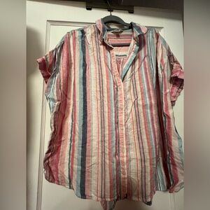 Time and Tru Pink and Blue Casual Button Down Shirt